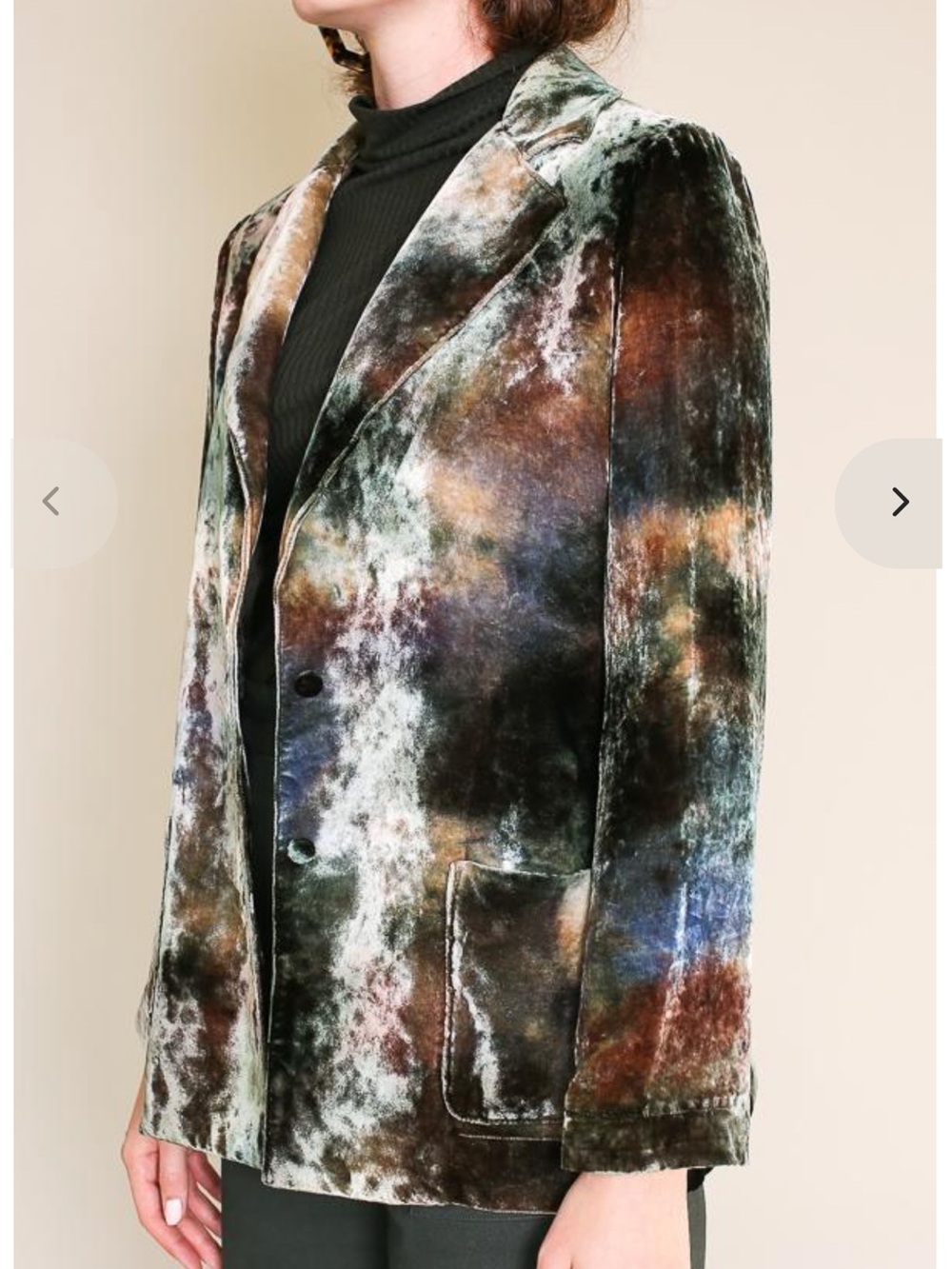 Raquel Allegra Classic Velvet Blazer in Forest Tie Dye